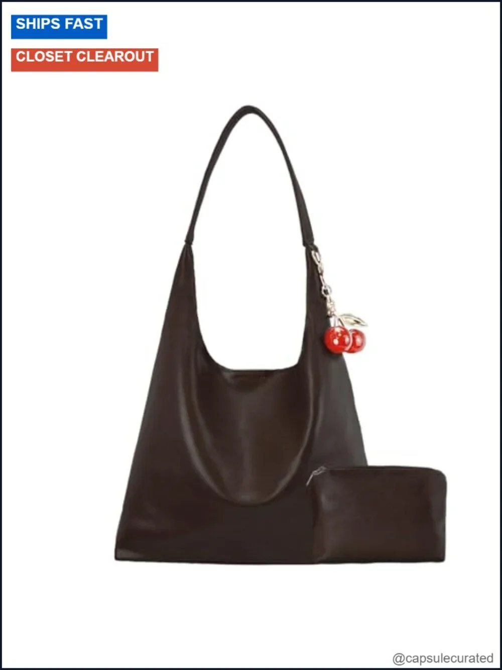 Vegan Hobo Bag Faux Leather Shoulder Purse Slouchy Crossbody Tote Handbag